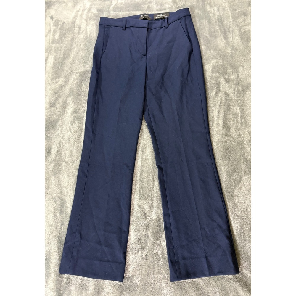 J.Crew Kaya Dress Pants 2 Navy Blue Carreman Fabric Tailored Career Trousers